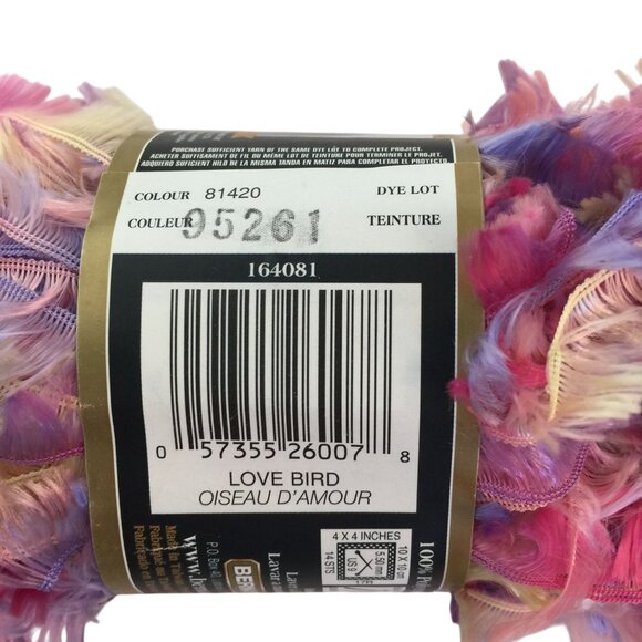 Bernat Boa Yarn Lot 4 Skeins 1.3oz-50g Love Bird Emu Parrot Partridge Eyelash - Picture 4 of 7